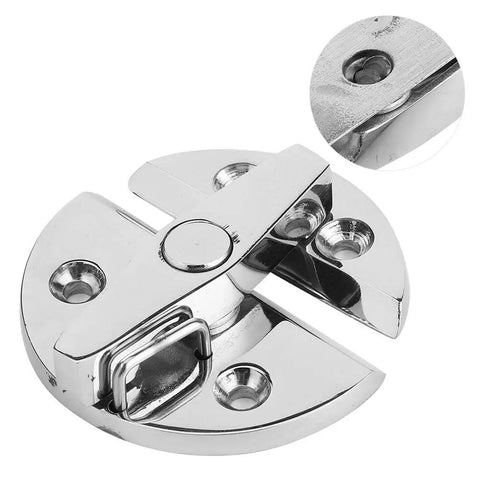Heavy Duty Rugged Turn Button Catch Latch Lock In Marine Grade 316 Stainless Steel shows polished latch with mounting holes.