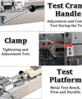 Heavy Duty Manual Digital Force Gauge And Tensile Pull Tester With Hella Precise Zero Point Zero One Millimeter Displacement Tracker Portable Horizontal Push Pull Meter Rig For Tough Testing Tasks test crank handle and clamp adjustments.