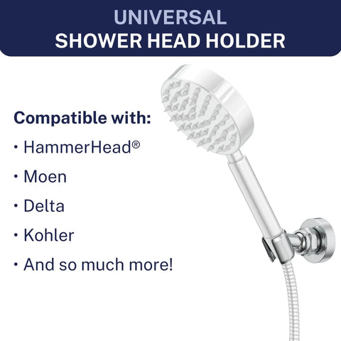 Solid Brass Handheld Shower Head Holder Wall Mount Chrome Finish Built To Last Heavy Duty Adjustable Screw Mount