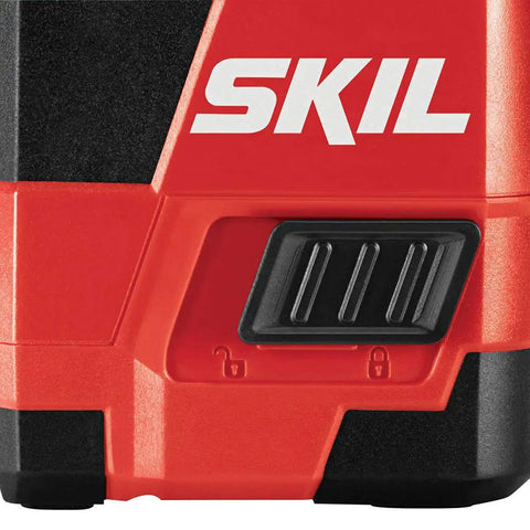 Close-up of red and black Self Leveling Green Cross Line Laser With Projected Measuring Marks For Quick Precise Layouts Up To 65 Feet A Handy DIY And Pro Tool Red Black LL932401