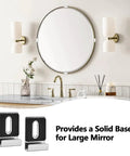 12 Pack Heavy Duty Stainless Steel Mirror Wall Mount Clips With Grippy Non Slip Safety Pads Built Tough Hanging Braces For Quarter Inch Glass Panels And Display Frames Silver providing support for large bathroom mirror.