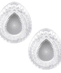 2Pcs Replacement Knob Handle Kit For 100710 Shower Handle And Bathroom Faucet Tub Accessories with chrome insert, top view.