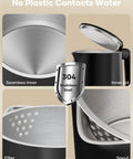 Double Wall 1.7L Electric Kettle With Cool Touch Exterior No Burn Hands Safety Rapid 1500W Boil Stainless Steel Water Boiler and Heater Cordless Base BPA Free Black, interior view showing seamless 304 stainless steel inner lid, filter, and spout design.