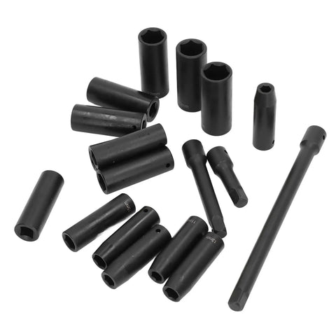 Premium Drive Impact Socket Set Ranging From 10 To 24mm Heavy Duty Cr V Chrome Steel Deep Hex Kit For Serious Automotive Repair And Machine Maintenance Jobs That Need Real Grit And Reliability, black impact sockets and extensions