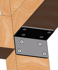 Built Different Rock Solid Heavy Duty L Brackets Black Steel Corner Supports Two Pack installing on wooden furniture.