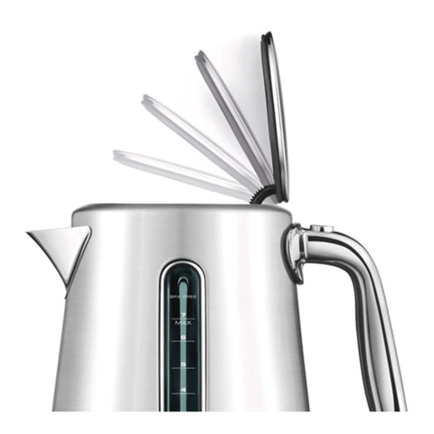Smart Kettle Luxe 7-Cup Water Heater In Brushed Stainless Steel With Temperature Control For Perfect Tea Or Coffee Brew, lid open view