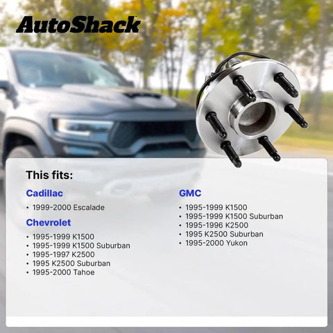 Front Wheel Hub Bearing Assembly 6 Lug Pair Straight Bolt On Replacement For Chevy K1500 Tahoe 1995 To 2000 4WD, detailed view.