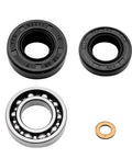 Complete Water Pump Rebuild Kit With Durable Steel Bearing And Heavy Duty Rubber Seals And Gaskets For Honda CR125R 1990-2004, includes seals and metal bearing.