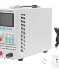 Programmable DC Electronic Load Tester for Batteries and Power Testing, One Channel Lab Grade Tool with Heavy Duty Aluminum Frame and Premium PCB Construction, Durable and Accurate Load Simulation for Battery Quality Checks, front view with power cord