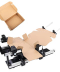 Heavy Duty Manual Box Folding Tool For Shipping Cartons With Quick Adjustment Slides To Blow Through Packing Tasks And Make Warehouse Loading A Smooth Breeze, showing adjustable clamp with empty box.