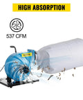 Rock Solid Industrial Portable Dust Collector With Badass 537 CFM Suction 15 Gallon Bin showing airflow and debris collection.
