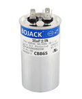 Heavy Duty 35 MFD CBB65 Round AC Capacitor For Compressor And Fan Motor 370V 450V with metal casing and specs visible.
