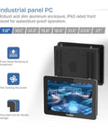 7 Inch Embedded Panel PC with 10 Point Capacitive Touchscreen 1024x600 Display, VESA Mount, shown with fan cooling feature