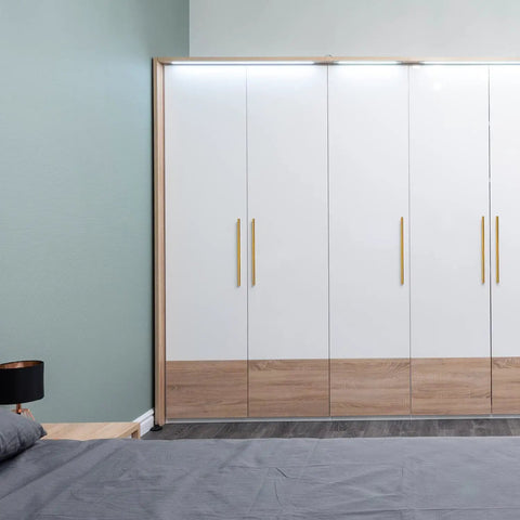 Top Notch Brushed Brass Cabinet Handles 30 Pack Drawer Pulls With 10 Inch Hole Centers on modern white wardrobe.
