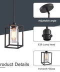 Three Pack Black Pendant Lights For Kitchen Island Industrial Lantern Style Hanging Lamps With Clear Glass Shade details view