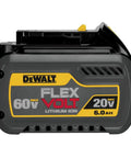 FlexVolt 20V 60V Max Lithium Ion Battery 6.0Ah DCB606 with DEWALT branding and voltage display