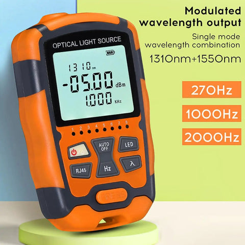Heavy Lifting Fiber Optic Tester Set Including Optical Power Meter And Singlemode Light Source shows optical light source screen details.