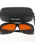 Multi-Wavelength OD6 Laser Safety Goggles With UV Blue And Green Light Filter For Precision Labs And Workshops, orange lenses, and case.