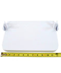 Refrigerator Door Bin Support OEM Replacement Part For RF28 Series Models Genuine OEM Bin Rail Holder next to measuring tape