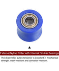 Bombproof 10mm Nylon Chain Roller Tensioner Slider Kit For Mini Motorcycle Dirt Bike ATV Go Kart Concave Guide Wheel Pulley Blue heavy-duty nylon roller with double bearings.