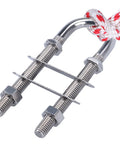Stainless Steel Boat Eye Bolt For Stern And Bow Three Eighths Inch Diameter Four And A Half Inch Long Beefy And Heavy Duty Marine Tie Down U Bolt Screw With Safe Load Up To 3500 Lbs attached to rope