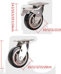 Heavy Duty 304 Stainless Steel Flat Plate Caster Wheels with double shielded bearings, sizes ranging from 10 to 24 cm.