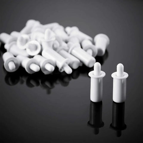 No Grunt Work Needed Spring Loaded Shutter Repair Pins For Plantation Blinds 30 Piece Replacement Kit on black background.