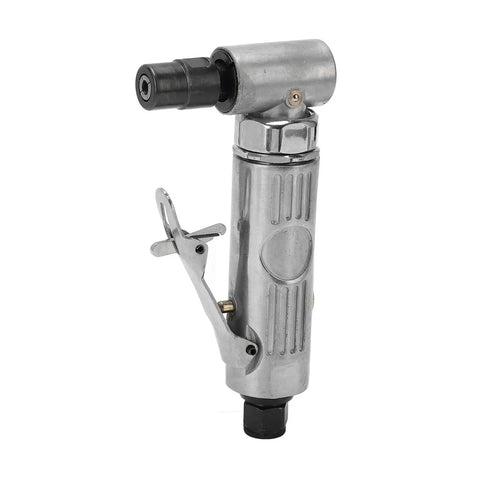 High Output 90 Degree Air Angle Grinder Kit 20K RPM 03 Motor Mini Die Grinder With Heads, compact air tool in silver.