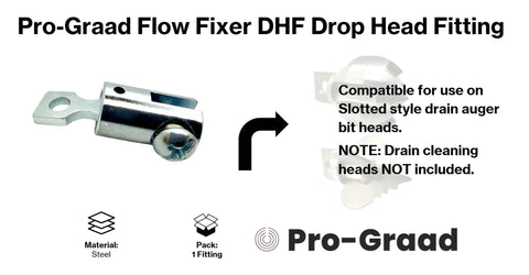 Heavy Duty Down Head Fitting For Drain Snake Fits 5/16 And 3/8 Inch Cable Slick Slotted Converter for auger bit heads.