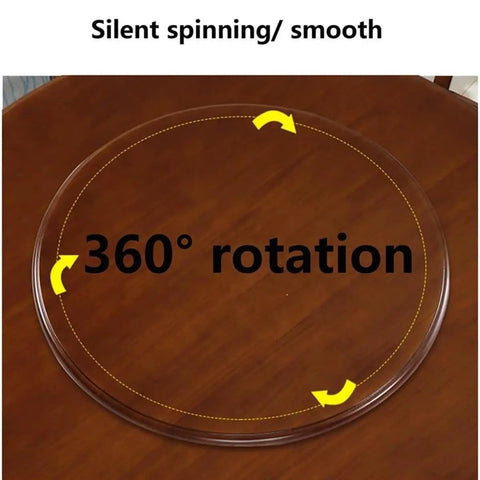Solid Wood Lazy Susan Turntable Delivering Smooth As Butter Swivel Spin For Dining Tables Large Rotating Serving Tray top view showing 360° rotation feature.