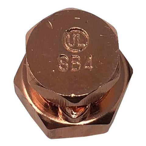 Close-up of UL Listed split bolt connector from Set Of 50 High Strength Split Bolt Connectors For 4 To 8 Gauge Solid Copper Wires.