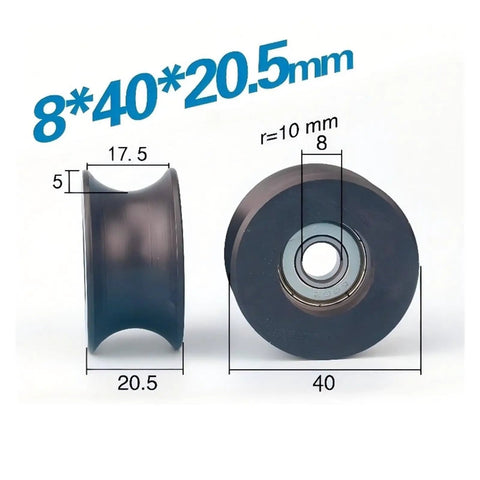 Heavy Duty Nylon Pom U Groove Pulley Wheels With Embedded Bearings For Hella Smooth Sliding Door Track Systems No Sweat Install Drawer Glides And Furniture Hardware Replacement 20 Piece Pack 8x40x20.5mm
