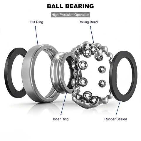 Exploded view of Twenty Piece Set 10X15X4mm Deep Groove Ball Bearings Chrome Steel double rubber sealed for precision machinery.