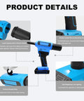 Heavy Duty Cordless Electric Rivet Gun Battery Powered Pop Riveter With Brushless Motor, showing large-capacity nail collection and rubber grip.