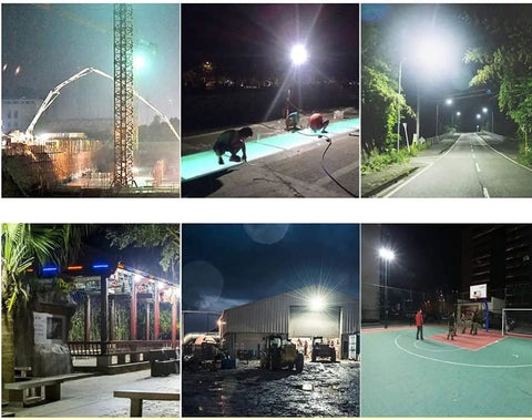 Image showing Heavy Duty LED Floodlights Hella Bright 6000K Daylight Wall Mount IP66 used in construction site and outdoor activities.