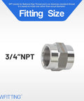 316 Stainless Steel Three Quarter Inch Female NPT Pipe Fitting Coupling For Water Air Oil And Fuel Lines Beefy Built To Last