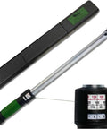 Click Style Torque Wrench Half Inch Drive 50 To 250 Ft Lbs 45 Tooth Ratchet shown with carry case and close-up of easy read scale.