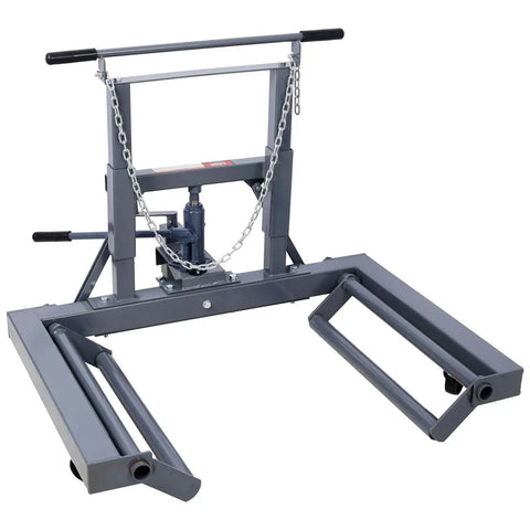 Dual Wheel Truck Dolly With Integrated Jack And 1500 Lb Capacity Adjustable Height For Heavy Trucks shields wheel seals.