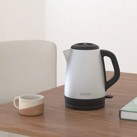 1.7L Cordless Electric Kettle With Rapid Boil Technology And Auto Shutoff, Stainless Steel Water Heater For Tea And Coffee, KE1700SD on table