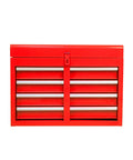Heavy Duty Steel Rolling Tool Chest With Five Roomy Ball Bearing Drawers And Detachable Worktop, front view showcasing red finish.