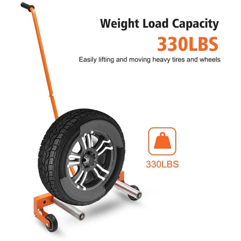 Hardcore Tire Dolly With Adjustable Handle And Slick Rolling Casters For Taking On Heavy Loads Without Breaking A Sweat Built Solid Steel Design with 330lb capacity.