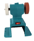 Boss Level Mini Bench Grinder With 18V Cordless Battery for smooth metal finishing, featuring two grit wheels and compact design.