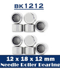 Top Shelf Needle Bearings 12X18X12mm 10 Pack Drawn Cup Roller Bearings pre-lubricated, shown in a set of eight, ideal for industrial equipment.
