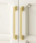 Gold Cabinet Pulls 10 Pack With Six And A Quarter Inch Hole Center Square Drawer Hardware Zinc Alloy Brushed Brass Finish installed