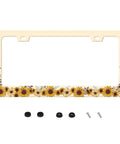 Dope Sunflower Pattern License Plate Frame Stainless Steel 12x6 Inch Flower Design Auto Part Holder With Screws