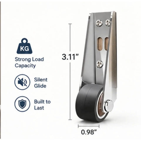 Heavy Duty Vertical Track Roller Wheel Pair Built Tough For Heavy Sliding Doors With Anti Sag Load Bearing Design, 3.11 inch size.