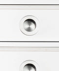 Round Sliding Closet Door Handles Set Of 4 In Stainless Steel Silver Finish Flush Finger Pulls with 2 Inch Diameter on white cabinet