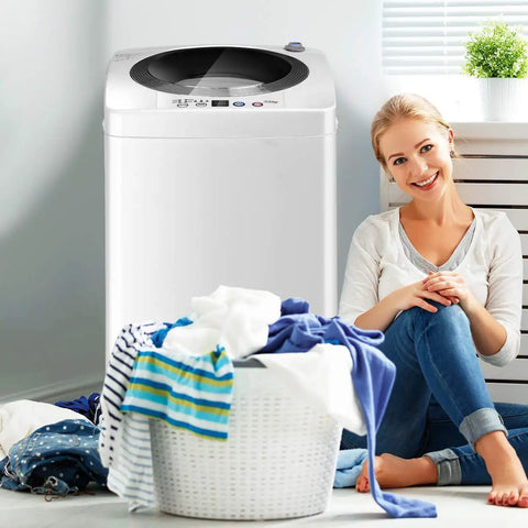 Full Automatic Portable Washer And Dryer Combo Featuring Built In Pump Drain 8 Lbs Compact Laundry Spin Dryer in modern laundry space.