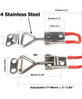 Two Piece Toggle Latch Clamp 4001 Adjustable 304 Stainless Steel Quick Release Hasp Latch dimensions diagram