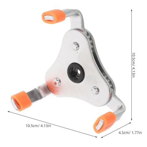 Ergonomic Smoke Sensor Removal Tool And Transducer Head Disassembler With Long Reach Handle For High Places And Facility Upkeep That Takes The Sweat Out Of Overhead Repair Work On Site, 10.5cm metal tool with orange grips.